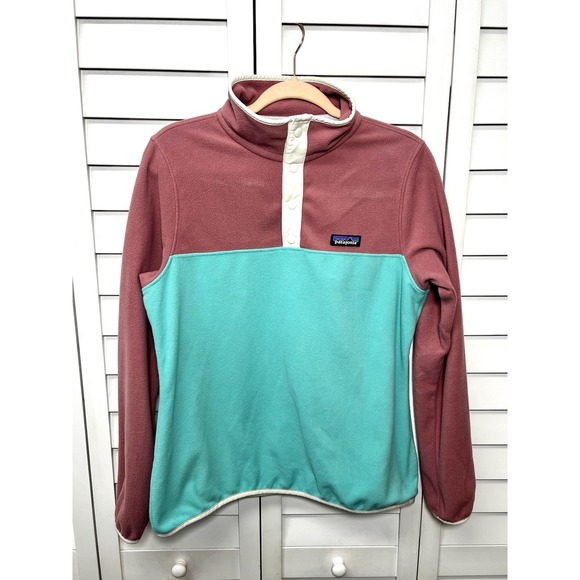 Patagonia Micro D Snap-T Fleece Pullover Hiking Women's Size Medium Fresh Teal - Picture 2 of 9